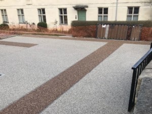 Oxford Almshouses car park in Nordic Pearl with a Brittany Bronze walkway