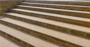 Resin bound steps with timber edging