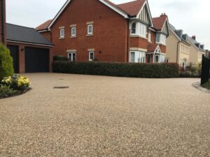 Resin bound driveway at a new-build brick house