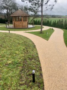 Resin bound garden paths leading to a gazebo