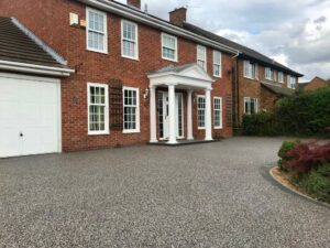 Resin bound driveway at a red brick Georgian-style house